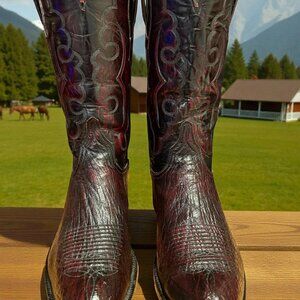 Lucchese Handmade El Paso 1986 Black Cherry Shark L6955.63 Size 10-D 1003-30408